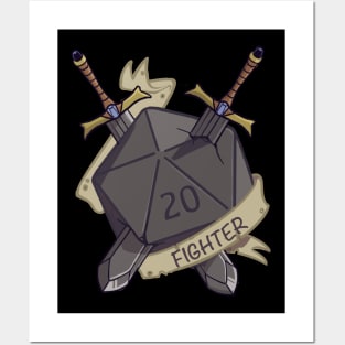 D20 Fantasy Dice Fighter Class Posters and Art